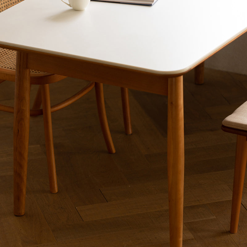 Simplicity Style Rectangle Stone Fixed Dinner Table with 4-foot