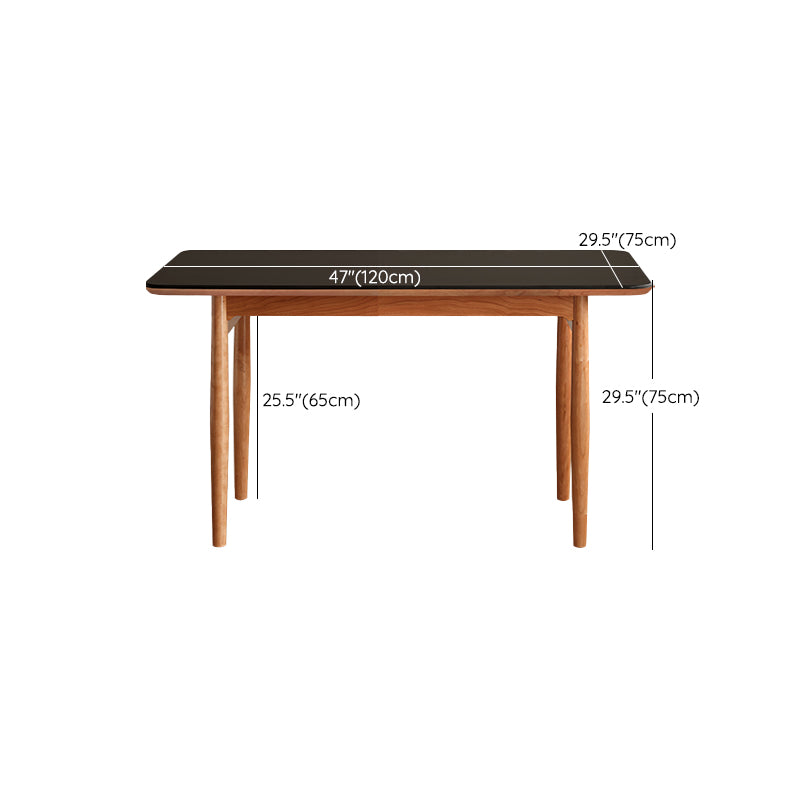 Simplicity Style Rectangle Stone Fixed Dinner Table with 4-foot