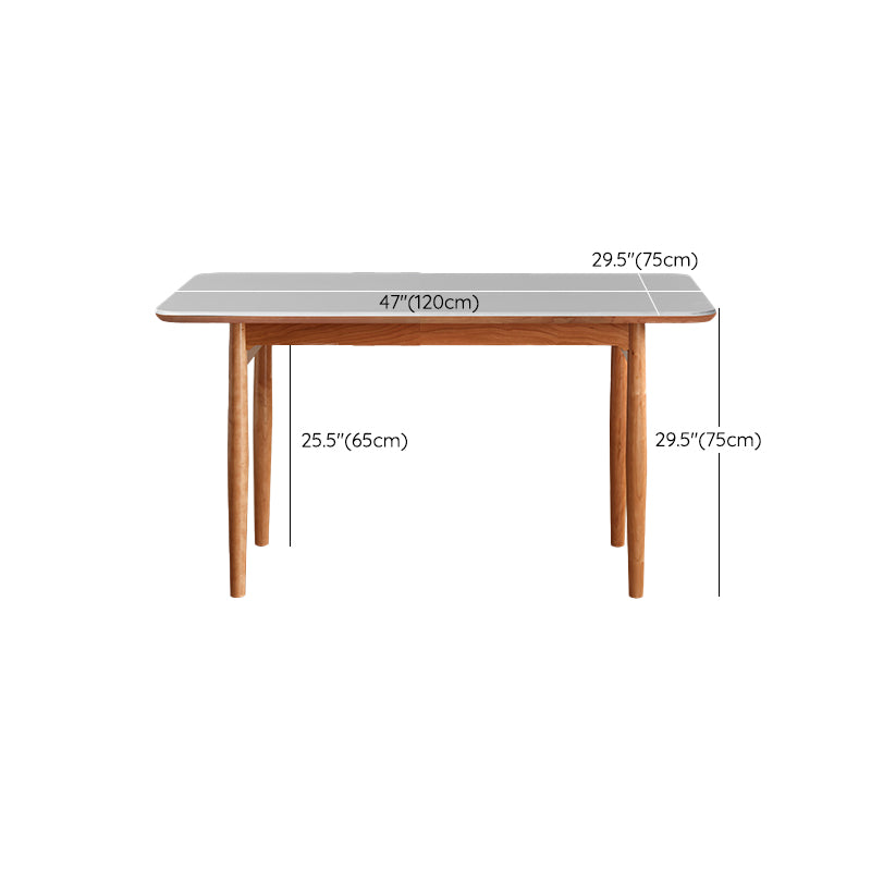 Simplicity Style Rectangle Stone Fixed Dinner Table with 4-foot
