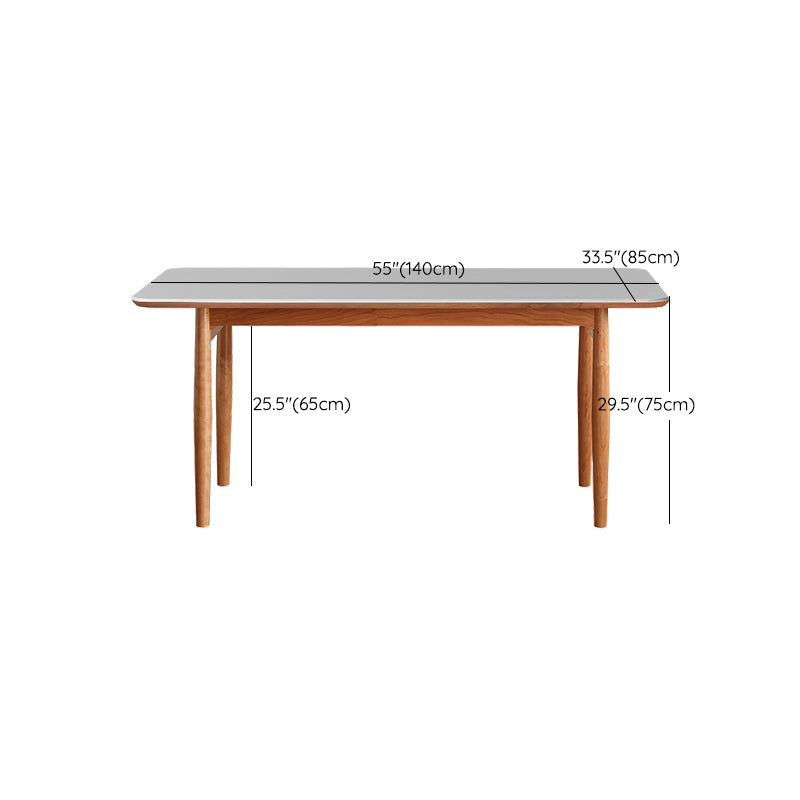 Simplicity Style Rectangle Stone Fixed Dinner Table with 4-foot