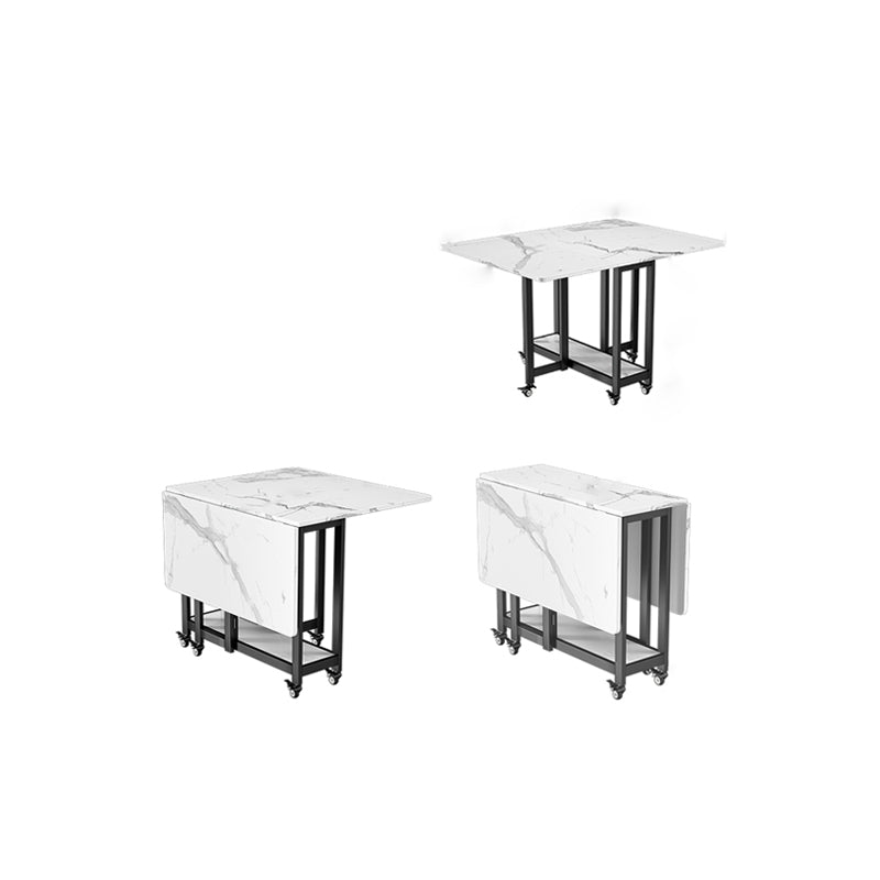 Simplicity Style Rectangle Wood Dining Site Table with Drop-Leaf