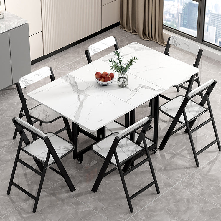 Simplicity Style Rectangle Wood Dining Site Table with Drop-Leaf