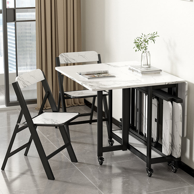 Simplicity Style Rectangle Wood Dining Site Table with Drop-Leaf