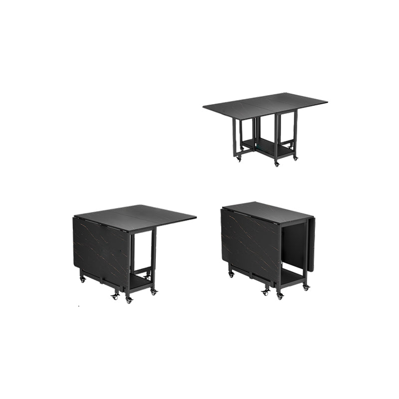 Simplicity Style Rectangle Wood Dining Site Table with Drop-Leaf