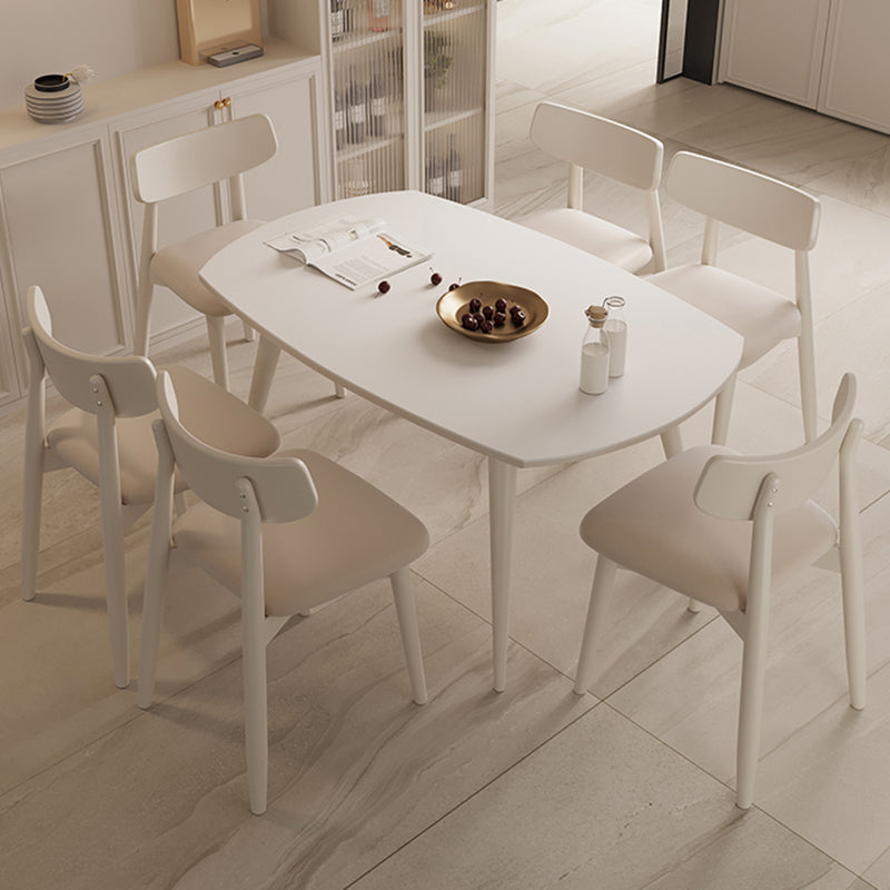 Modern Round Extendable Dining Table White Stone Tabletop with Double Drop Leaf