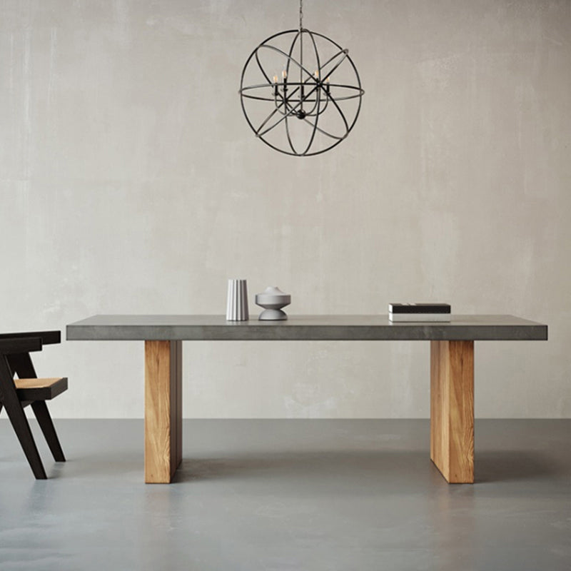 Contemporary Style Rectangle Solid Wood Dining Table with Chairs