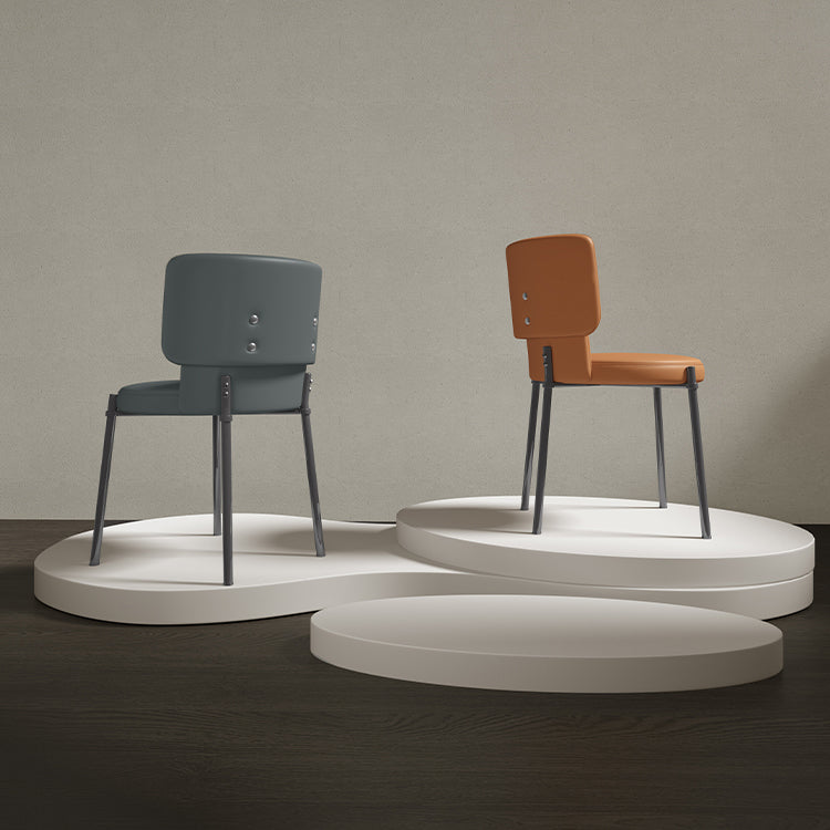 Faux Leather and Metal Contemporary Dining Chair for Dining Room