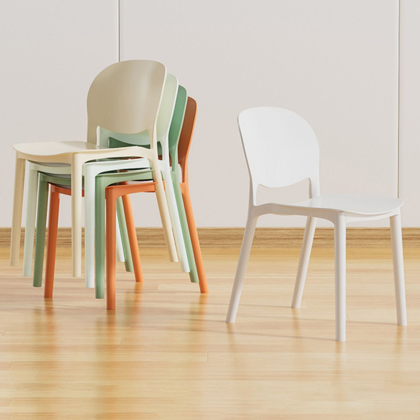 Modern Dining Room Plastic Open Back Stackable Dining Side Chair