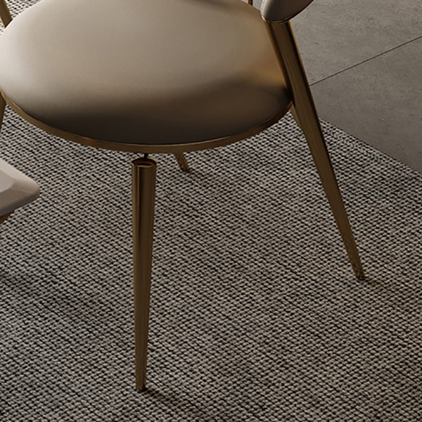 Glam Style Open Back Faux Leather Metal Base Dining Side Chair