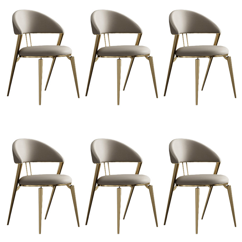 Glam Style Open Back Faux Leather Metal Base Dining Side Chair