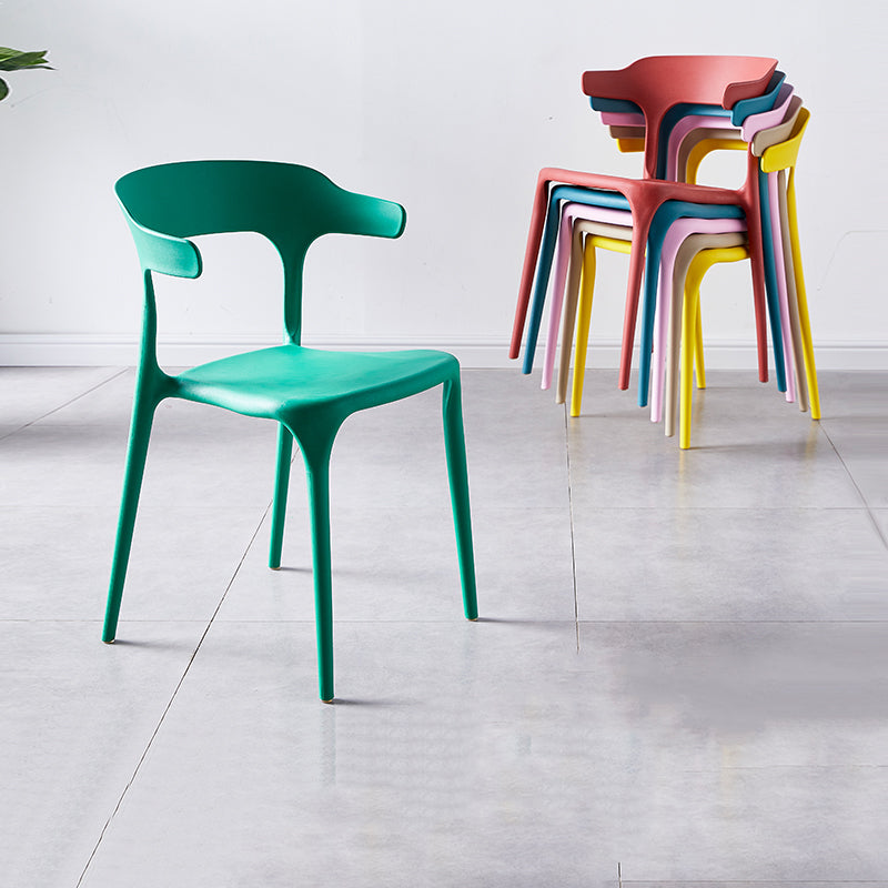 Contemporary Indoor-Outdoor Plastic Open Back Stackable Dining Side Chair
