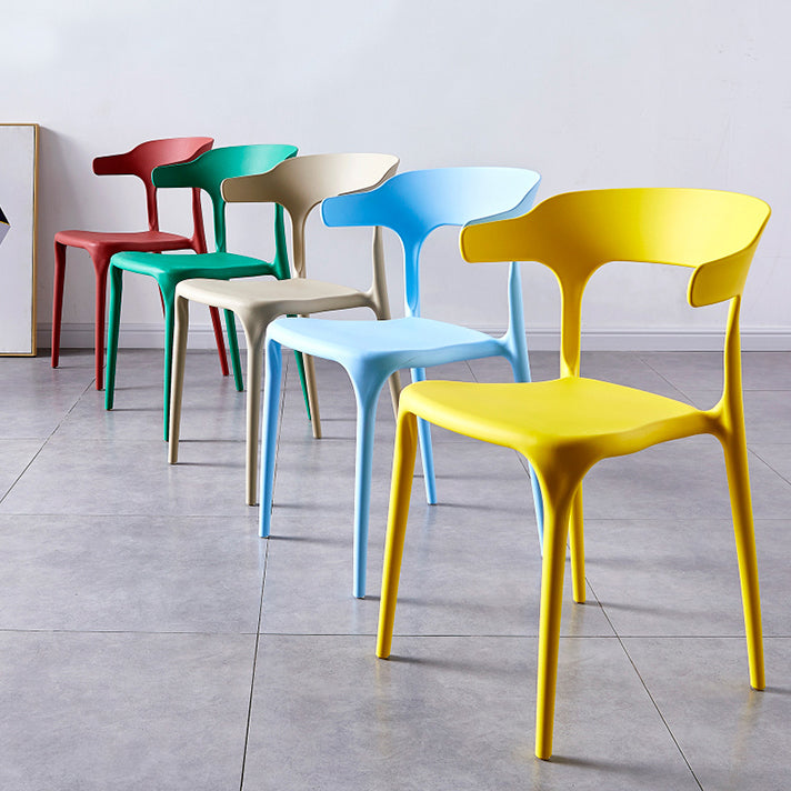 Contemporary Indoor-Outdoor Plastic Open Back Stackable Dining Side Chair