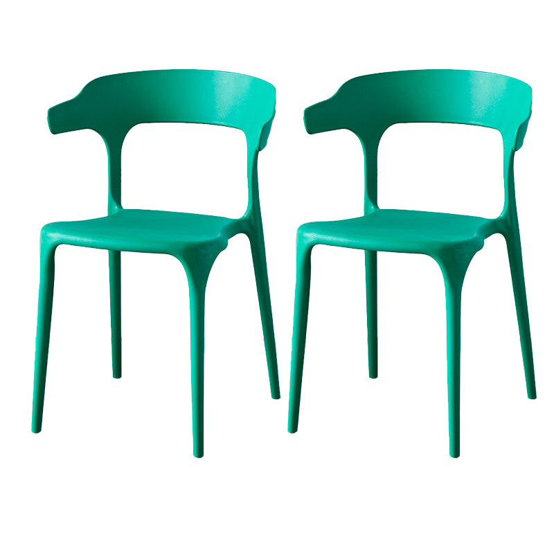 Contemporary Indoor-Outdoor Plastic Open Back Stackable Dining Side Chair