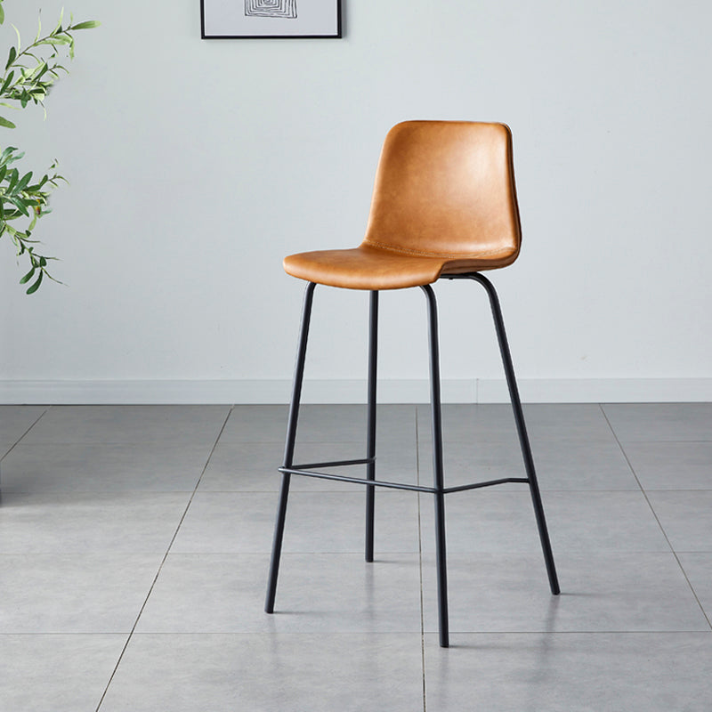 Contemporary Style Low Back Leather Bar Stool with Metal Legs