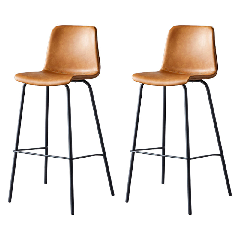 Contemporary Style Low Back Leather Bar Stool with Metal Legs