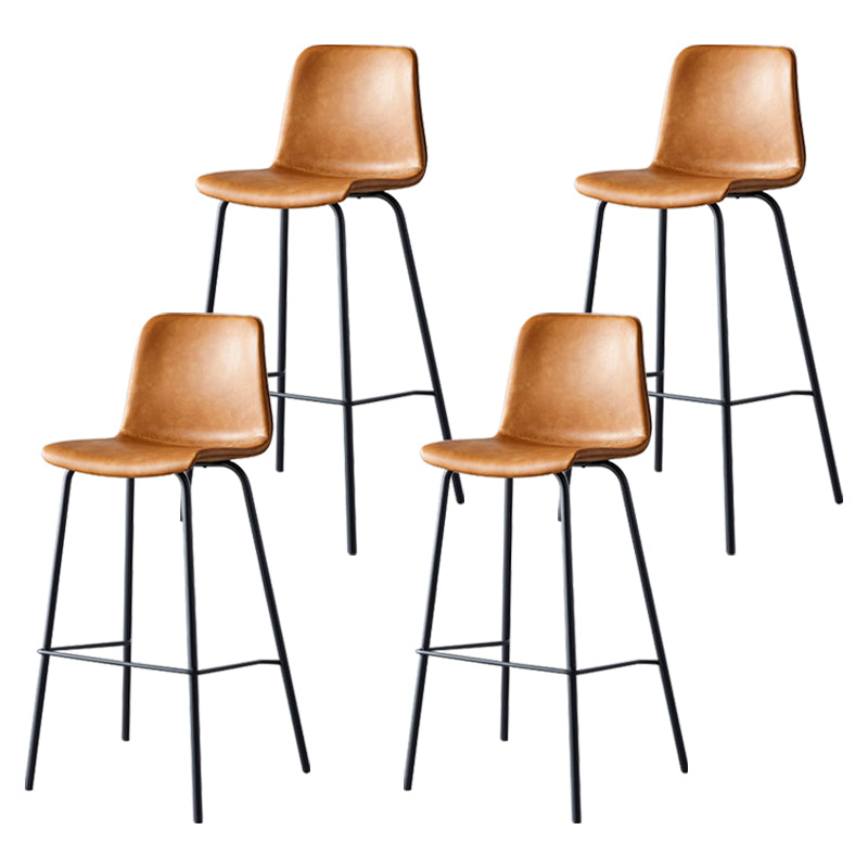 Contemporary Style Low Back Leather Bar Stool with Metal Legs