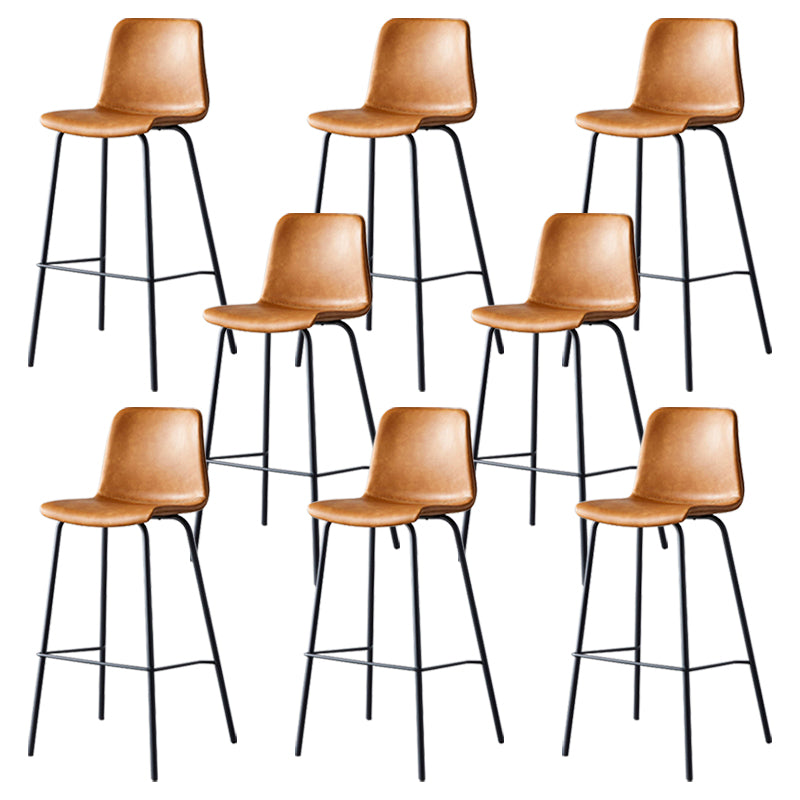Contemporary Style Low Back Leather Bar Stool with Metal Legs