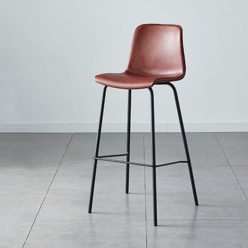 Contemporary Style Low Back Leather Bar Stool with Metal Legs