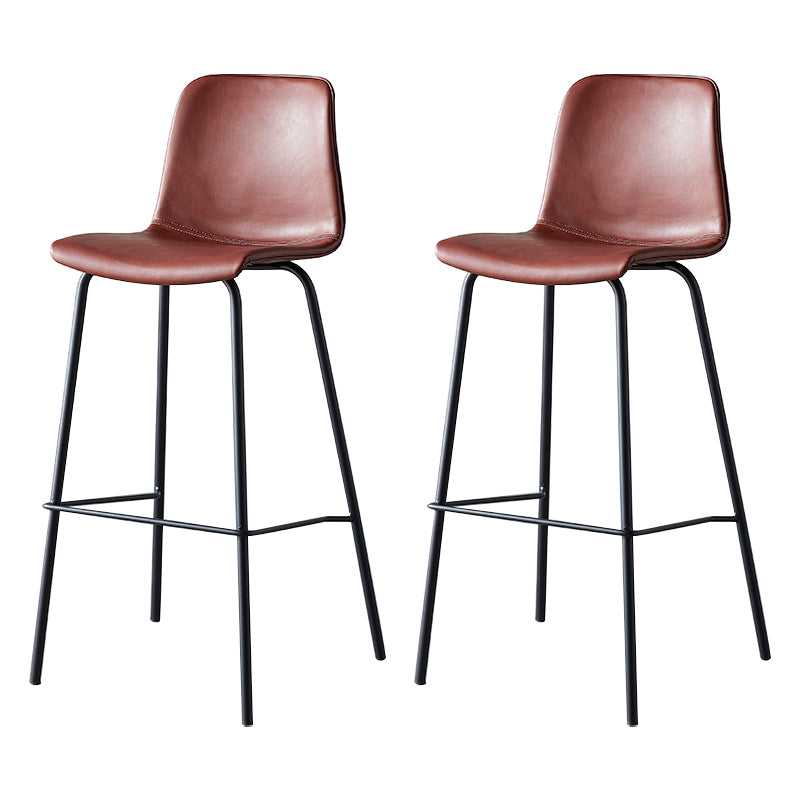 Contemporary Style Low Back Leather Bar Stool with Metal Legs