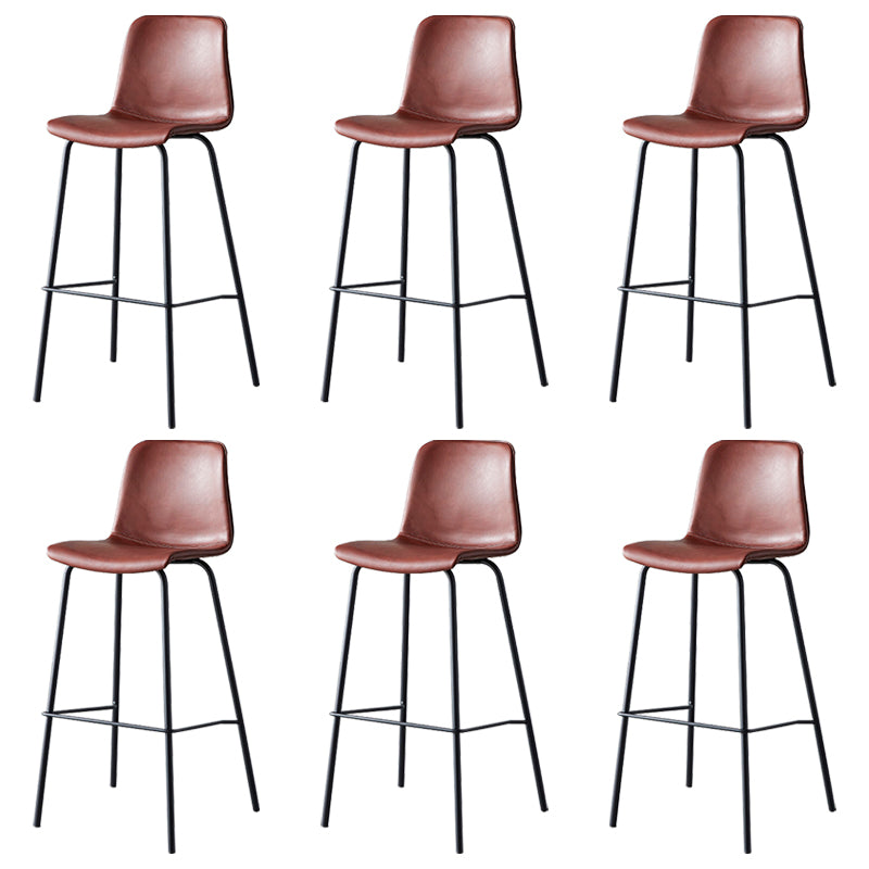 Contemporary Style Low Back Leather Bar Stool with Metal Legs