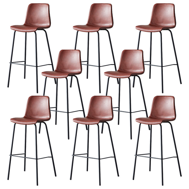 Contemporary Style Low Back Leather Bar Stool with Metal Legs
