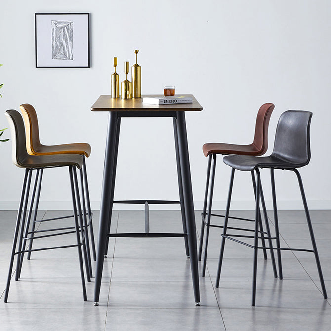 Contemporary Style Low Back Leather Bar Stool with Metal Legs