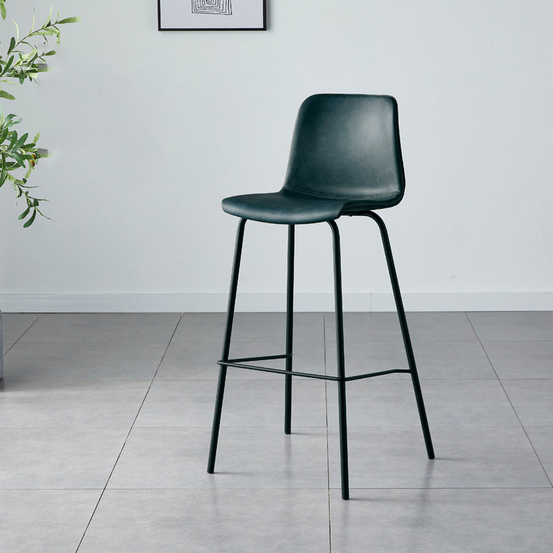 Contemporary Style Low Back Leather Bar Stool with Metal Legs