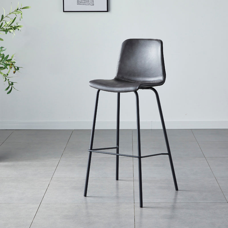 Contemporary Style Low Back Leather Bar Stool with Metal Legs