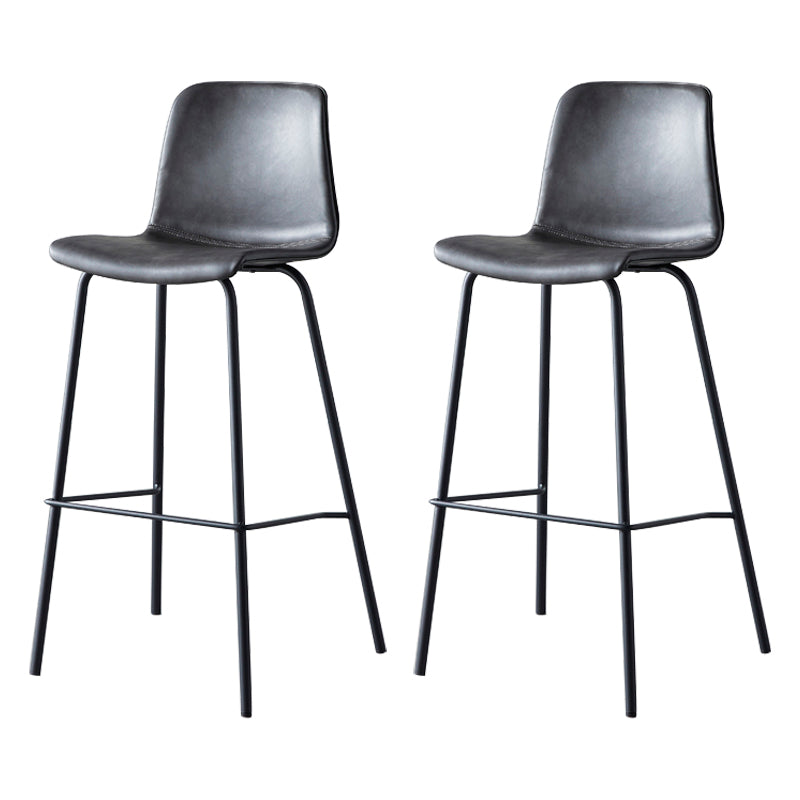 Contemporary Style Low Back Leather Bar Stool with Metal Legs