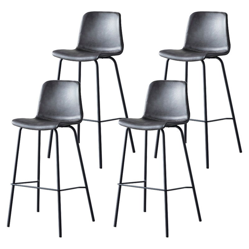 Contemporary Style Low Back Leather Bar Stool with Metal Legs