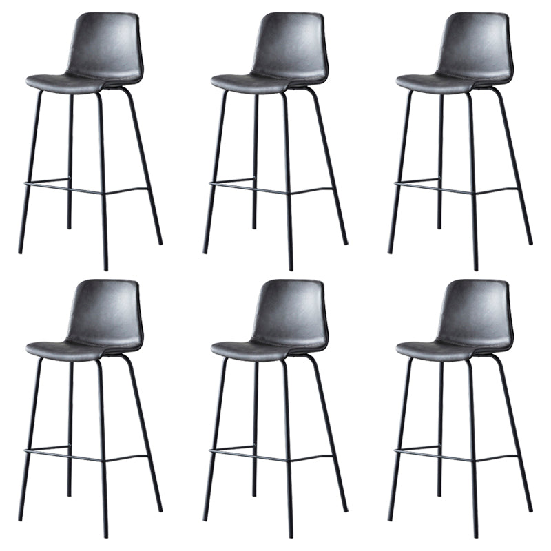 Contemporary Style Low Back Leather Bar Stool with Metal Legs