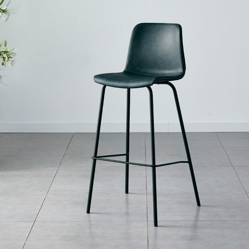 Contemporary Style Low Back Leather Bar Stool with Metal Legs