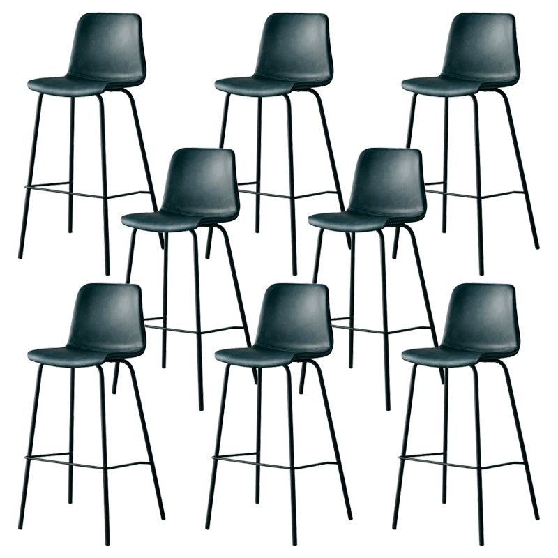 Contemporary Style Low Back Leather Bar Stool with Metal Legs