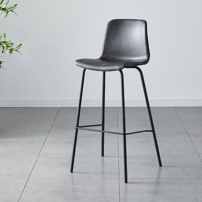 Contemporary Style Low Back Leather Bar Stool with Metal Legs