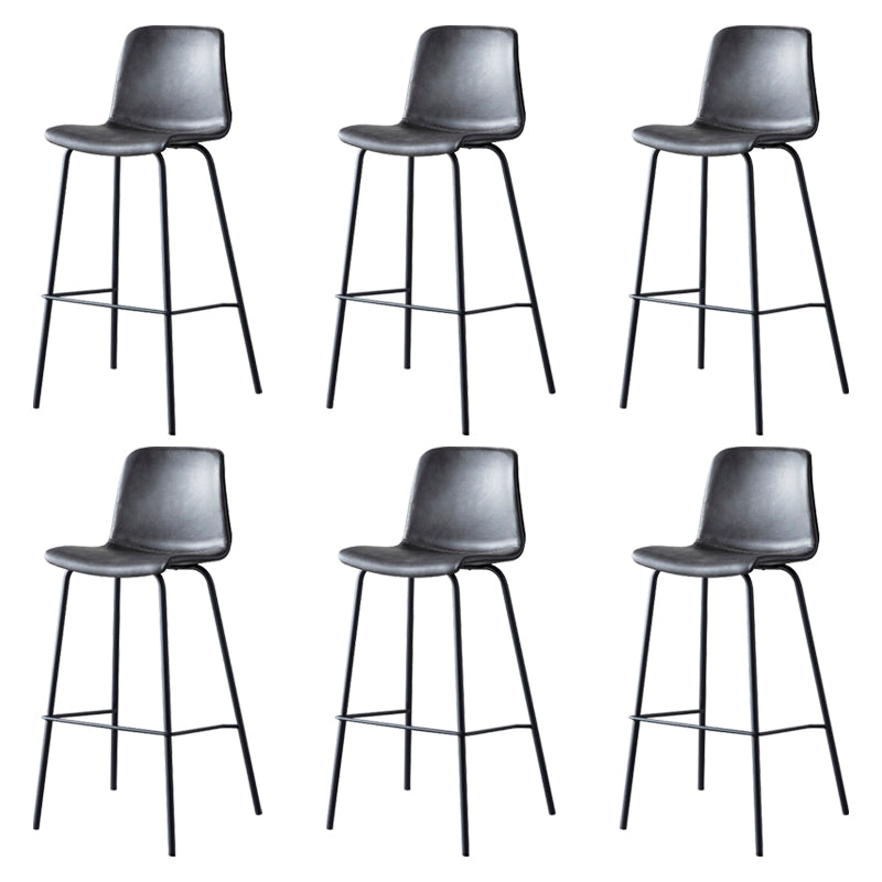 Contemporary Style Low Back Leather Bar Stool with Metal Legs