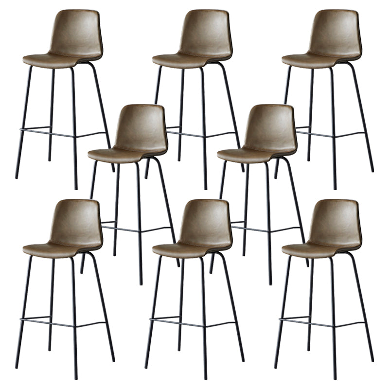 Contemporary Style Low Back Leather Bar Stool with Metal Legs