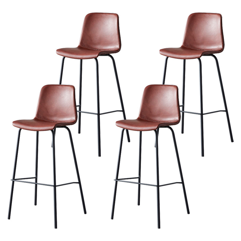Contemporary Style Low Back Leather Bar Stool with Metal Legs