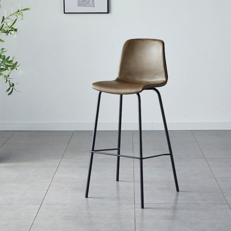 Contemporary Style Low Back Leather Bar Stool with Metal Legs