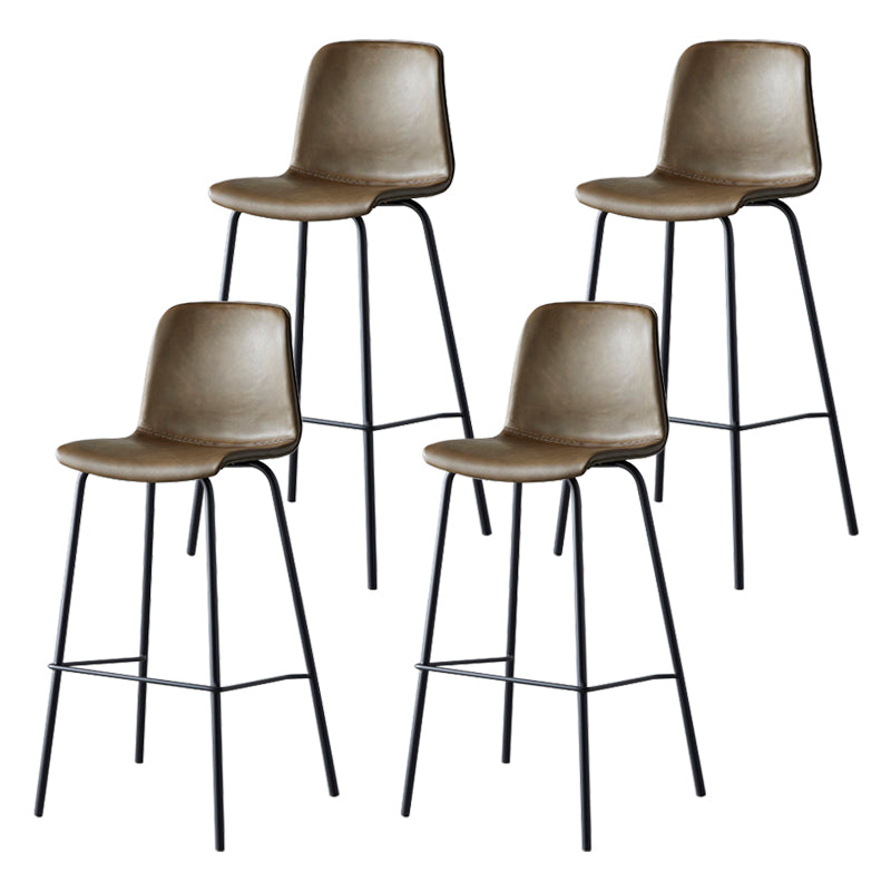 Contemporary Style Low Back Leather Bar Stool with Metal Legs