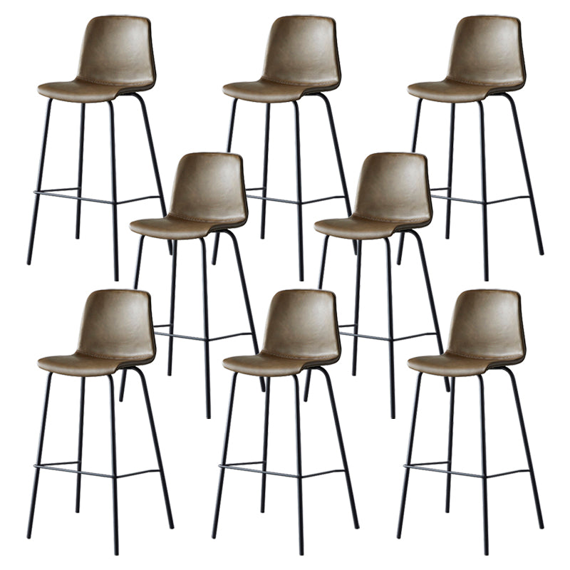 Contemporary Style Low Back Leather Bar Stool with Metal Legs