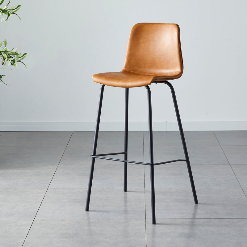Contemporary Style Low Back Leather Bar Stool with Metal Legs