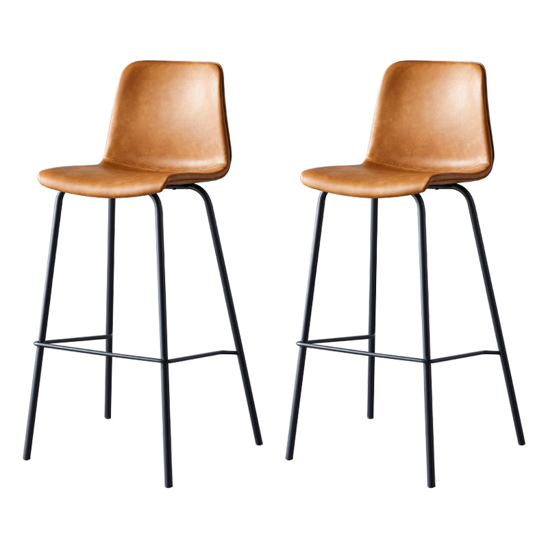Contemporary Style Low Back Leather Bar Stool with Metal Legs
