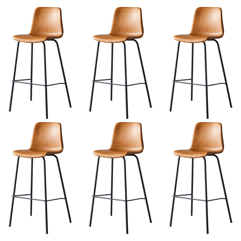 Contemporary Style Low Back Leather Bar Stool with Metal Legs