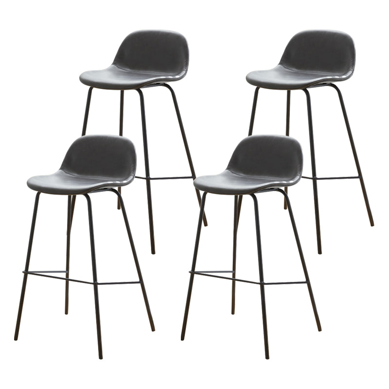 Modern Style Low Back Faux Leather Bar Stool with Metal Legs