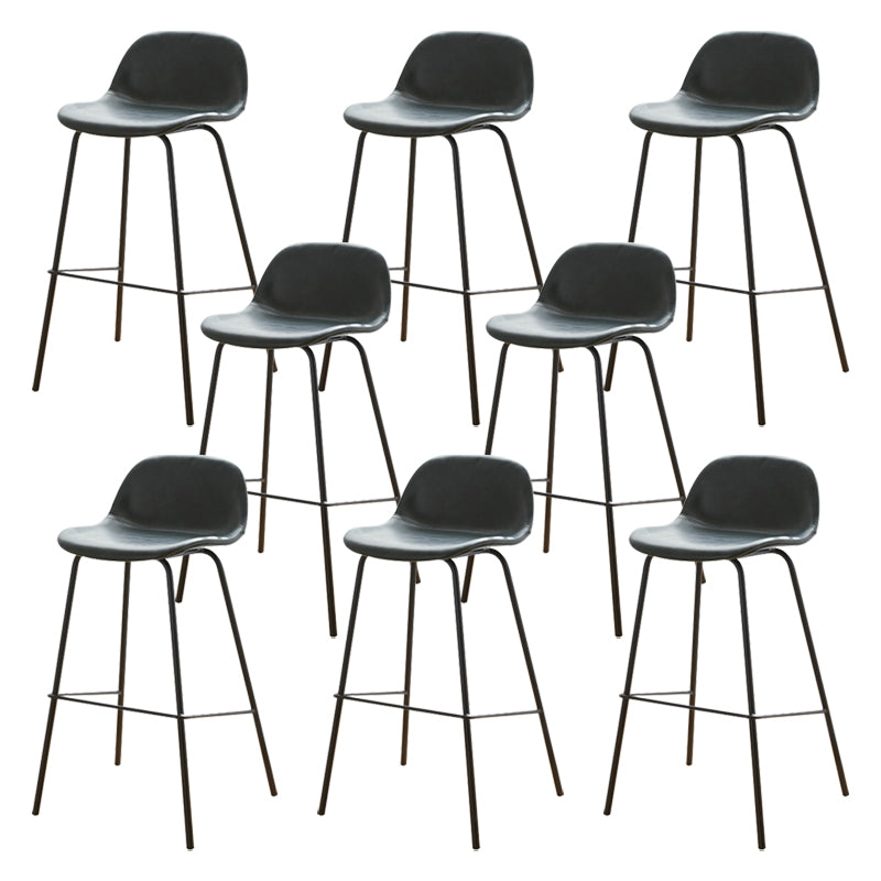 Modern Style Low Back Faux Leather Bar Stool with Metal Legs
