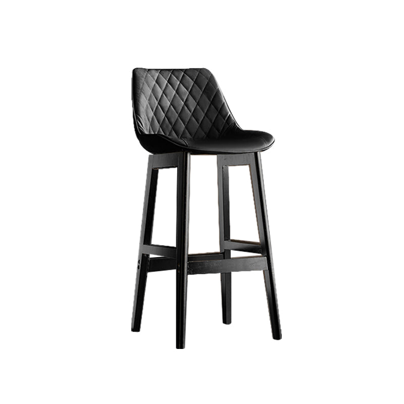 Contemporary Solid Wood Legs Faux Leather Indoor Bar Stools with Footrest