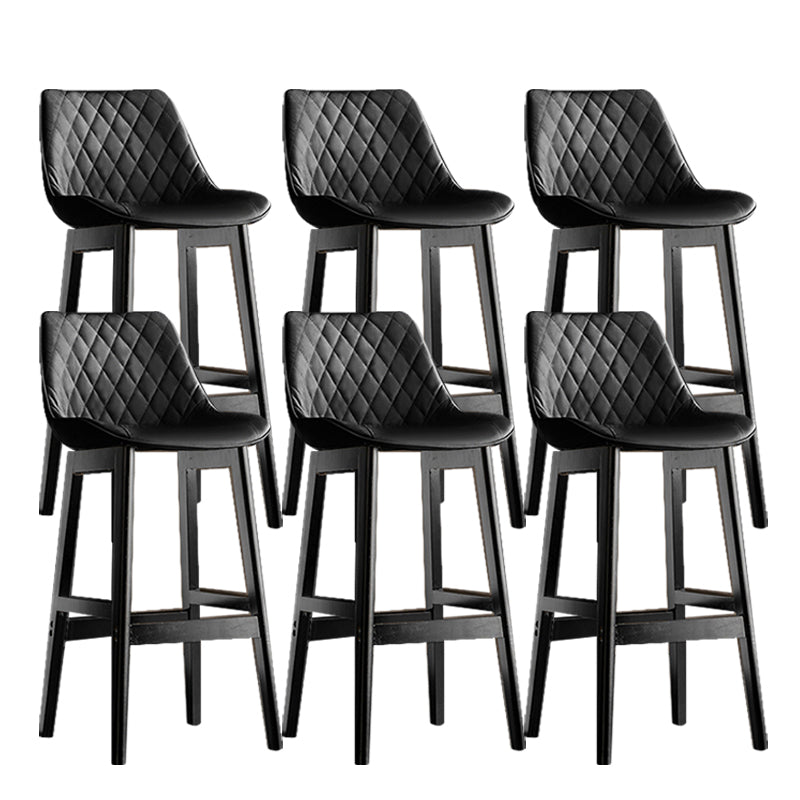 Contemporary Solid Wood Legs Faux Leather Indoor Bar Stools with Footrest
