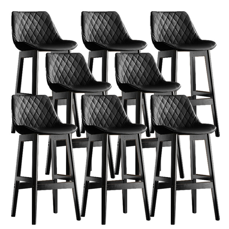 Contemporary Solid Wood Legs Faux Leather Indoor Bar Stools with Footrest