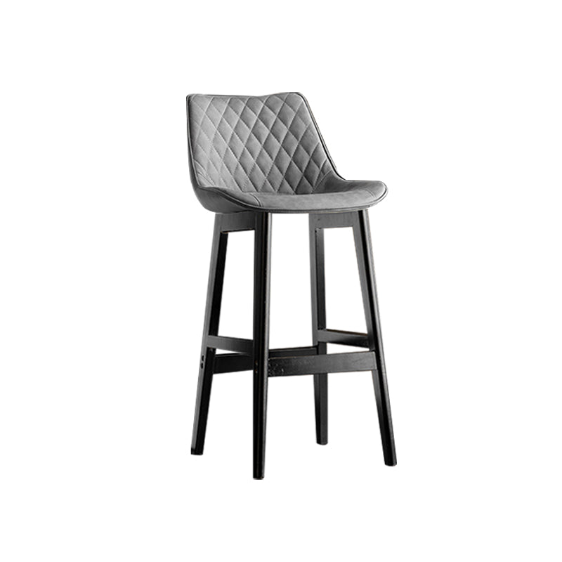 Contemporary Solid Wood Legs Faux Leather Indoor Bar Stools with Footrest