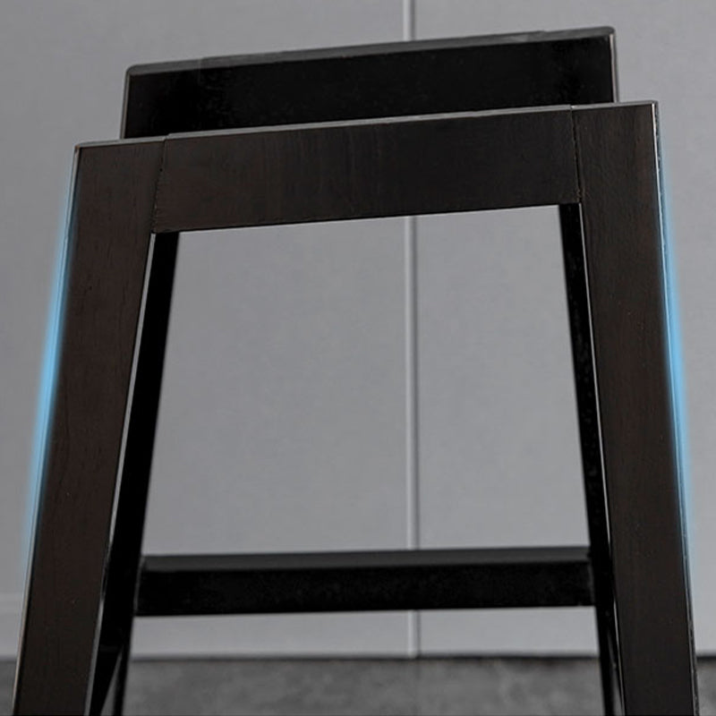 Contemporary Solid Wood Legs Faux Leather Indoor Bar Stools with Footrest